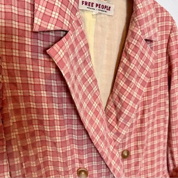 Free People Olivia Gingham Print Blazer Vintage Style Sold Out Online Sz XSmall - Picture 11 of 15